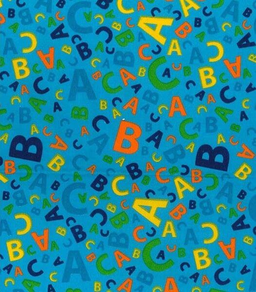 Cotton Blends Polycotton Prints Childrens And Animal Prints Multi Coloured ABC on Blue TC0063