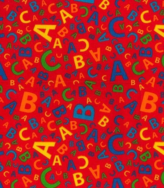 Cotton Blends Polycotton Prints Childrens And Animal Prints Multi Coloured ABC on Red TC0063
