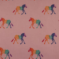 Cotton Blends Polycotton Prints Childrens And Animal Prints Rainbow Zebra Pink