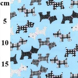 Cotton Blends Polycotton Prints Childrens And Animal Prints Scottie Dogs Blue TC6587