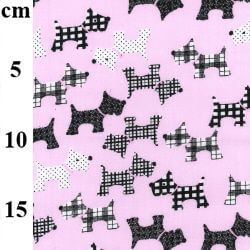 Cotton Blends Polycotton Prints Childrens And Animal Prints Scottie Dogs Pink TC6587