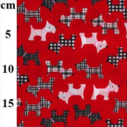 Cotton Blends Polycotton Prints Childrens And Animal Prints Scottie Dogs Red TC6587