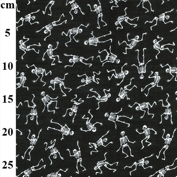 Cotton Blends Polycotton Prints Novelty And Misc. Prints Dancing Skeletons White on Black TC0029
