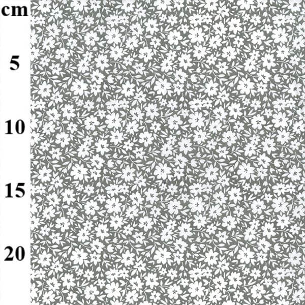 Cotton Blends Polycotton Prints Floral Prints Ditsy White Daisy on Grey TC0049
