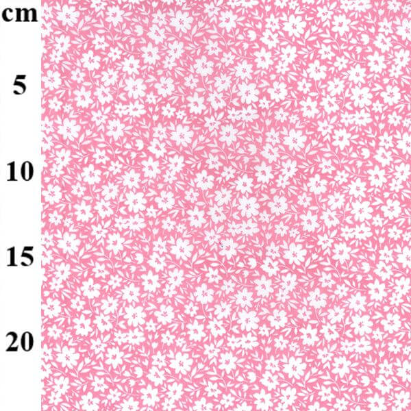 Cotton Blends Polycotton Prints Floral Prints Ditsy White Daisy on Pink TC0049