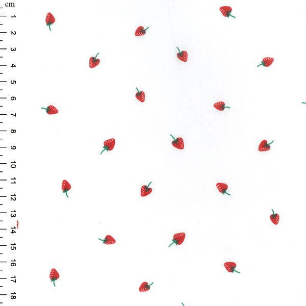 Cotton Blends Polycotton Prints Floral Prints Mini Falling Strawberry White TC0036