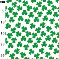 Cotton Blends Polycotton Prints Floral Prints Four Leaf Clover Green on White TC0021