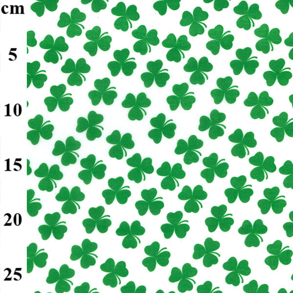 Cotton Blends Polycotton Prints Floral Prints Four Leaf Clover Green on White TC0021