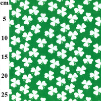 Cotton Blends Polycotton Prints Floral Prints Four Leaf Clover White on Green TC0021