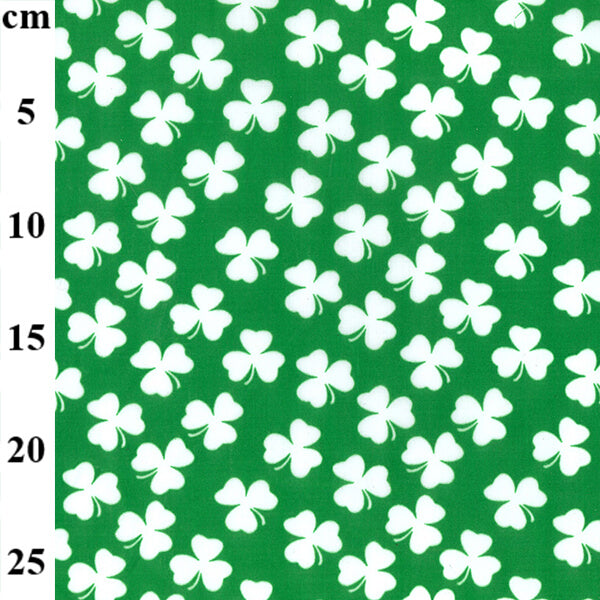 Cotton Blends Polycotton Prints Floral Prints Four Leaf Clover White on Green TC0021