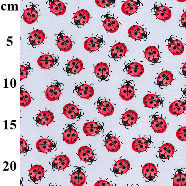 Cotton Blends Polycotton Prints Childrens And Animal Prints Ladybirds on Silver TC7761