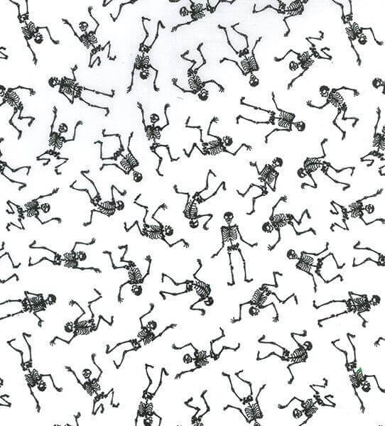 Cotton Blends Polycotton Prints Novelty And Misc. Prints Dancing Skeletons Black on White TC0029