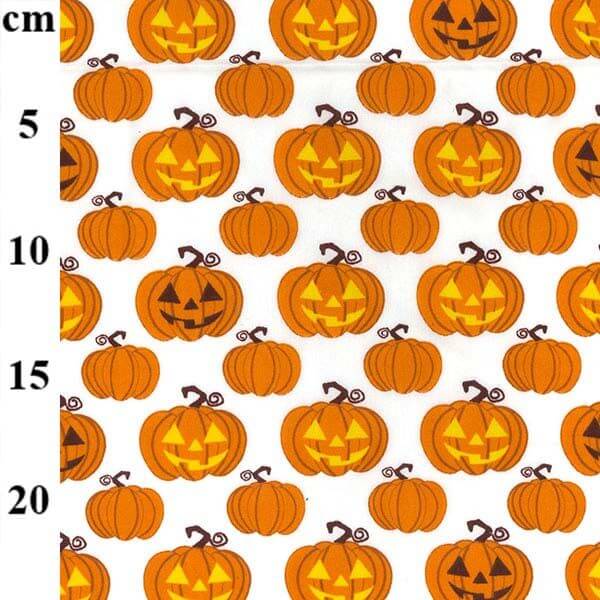 Cotton Blends Polycotton Prints Novelty And Misc. Prints Happy Pumpkins on White TC 0071