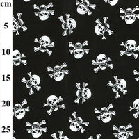 Cotton Blends Polycotton Prints Novelty And Misc. Prints Skull & Crossbones White on Black TC0017