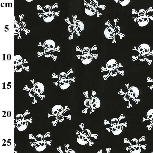 Cotton Blends Polycotton Prints Novelty And Misc. Prints Skull & Crossbones White on Black TC0017