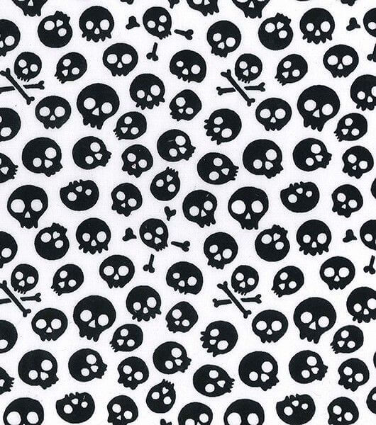 Cotton Blends Polycotton Prints Novelty And Misc. Prints Skulls Black on White TC7769