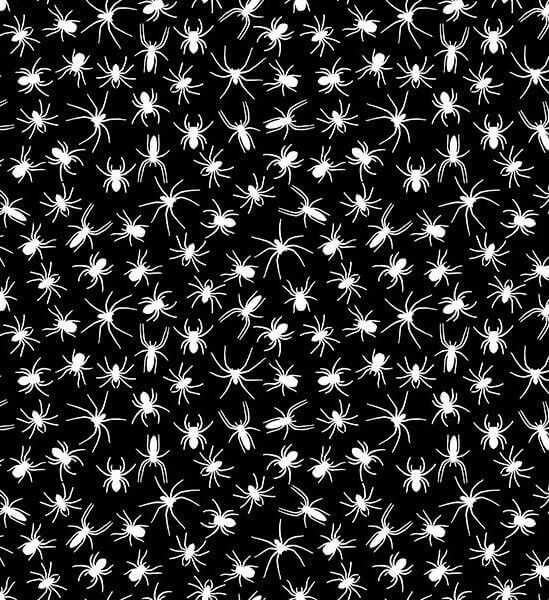 Cotton Blends Polycotton Prints Novelty And Misc. Prints Small White Spiders on Black TC7768