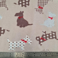 Fleece And Fur Patterned Fleece Scottie Dog Fleece on Beige