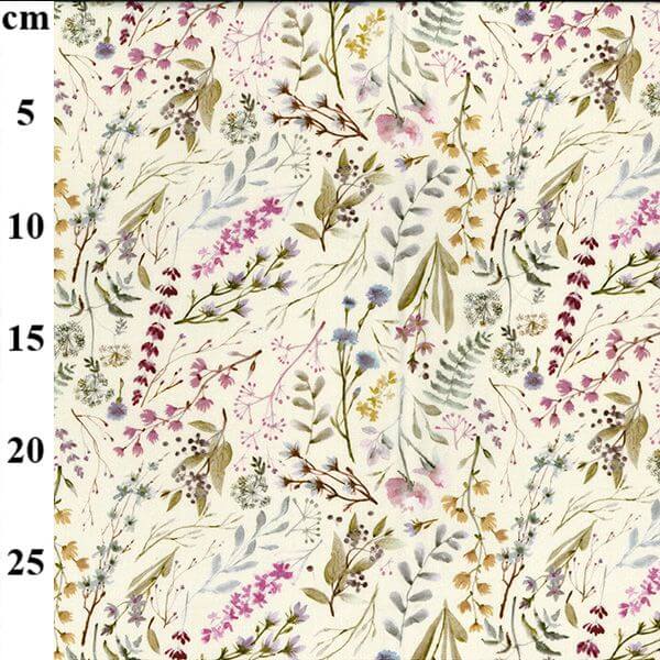 Jersey And Stretch Cotton Jersey Wildflowers on Cream JLJ0488