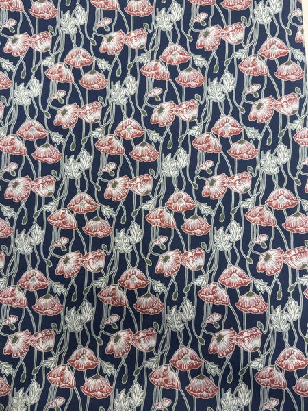 Liberty Fabrics Tana Lawn Erito Poppy Red on Blue