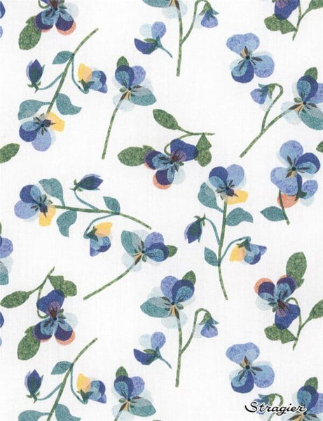 Liberty Fabrics Tana Lawn Pansy Scatter Purple on White
