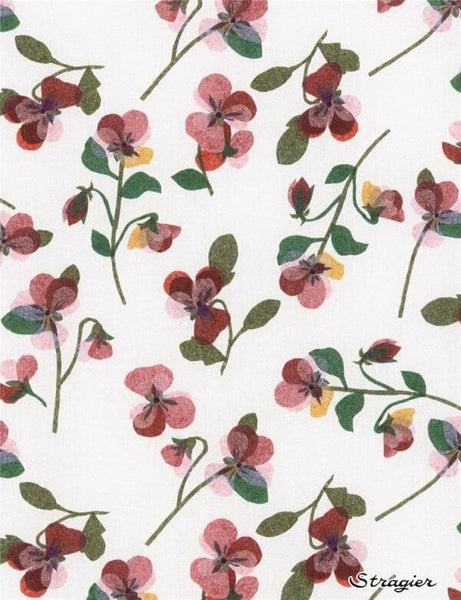 Liberty Fabrics Tana Lawn Pansy Scatter Rose on White
