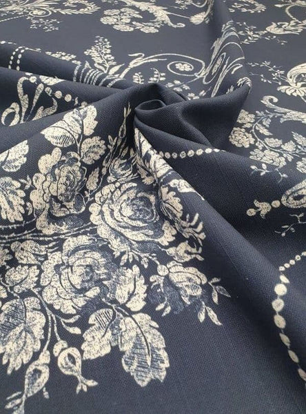 Linens And Hessian Linen Mix Linen/Cotton Laura Ashley Josette Midnight