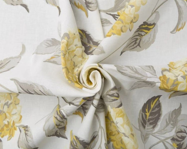 Linens And Hessian Linen Mix Linen/Cotton Laura Ashley Yellow Hydrangea
