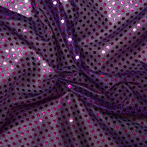 Nets And Fancy Dress Sequin Fabric 3mm Sequins Purple