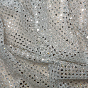 Nets And Fancy Dress Sequin Fabric 3mm Sequins Silver