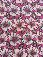 Pure Cotton African Wax Blooming Flower on Hot Pink