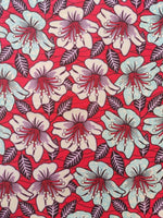 Pure Cotton African Wax Blooming Flower on Red