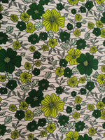 Pure Cotton African Wax Exotic Flower of Green