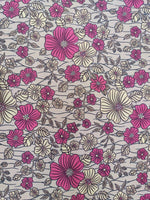 Pure Cotton African Wax Exotic Flowers of Pink and Cream