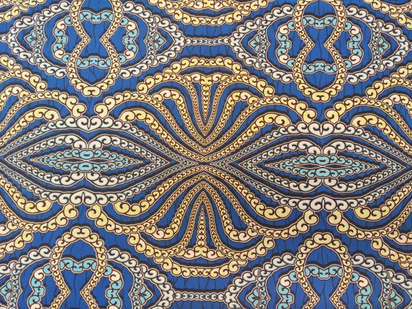 Pure Cotton African Wax Geometric Shapes on Blue