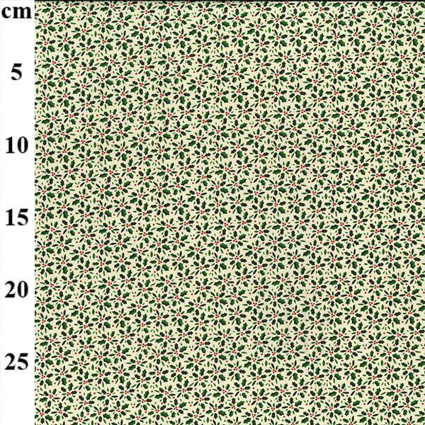 Pure Cotton Christmas Cotton Prints Ditsy Holly on Cream JLX0184