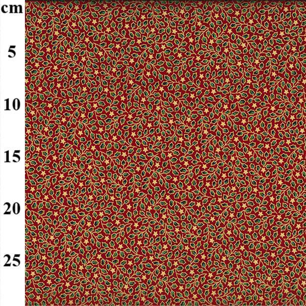 Pure Cotton Christmas Cotton Prints Ditsy Leaves on Red P387
