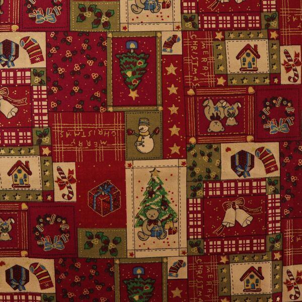 Pure Cotton Christmas Cotton Prints Festive Patchwork Cotton Wine Design 6