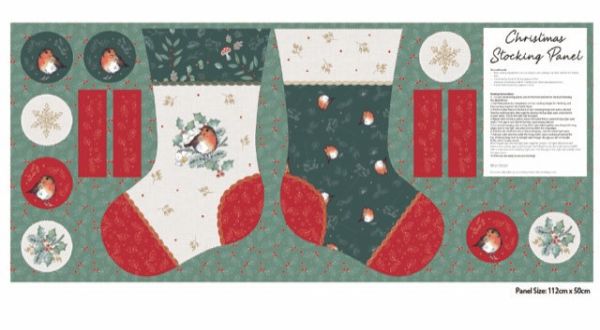 Pure Cotton Christmas Cotton Prints Little Red Stocking Panel 3393 06