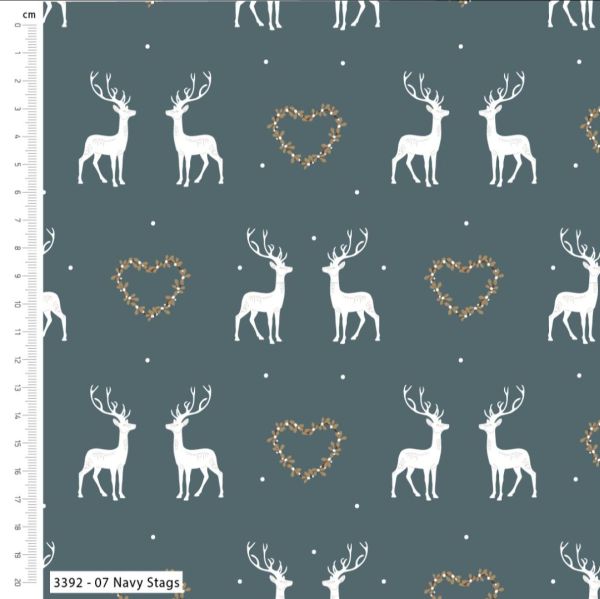 Pure Cotton Christmas Cotton Prints Navy Stags 3392 07