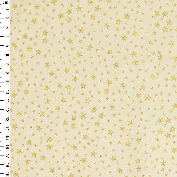 Pure Cotton Christmas Metallic Cotton Prints Gold Stars on Ivory P303
