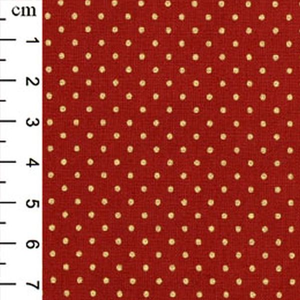Pure Cotton Christmas Metallic Cotton Prints Pin Dot Gold on Red P360