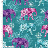 Pure Cotton Craft Elephant Festival Elephant Web Turquoise 3640-08