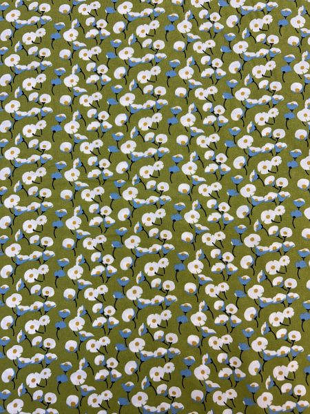 Pure Cotton Pima Lawn Daisy Garden on Green