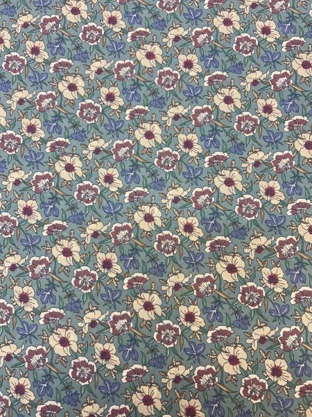 Pure Cotton Pima Lawn Daisy on Light Blue