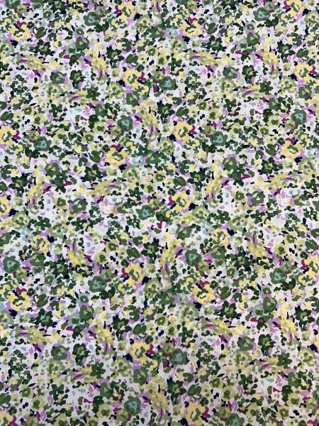 Pure Cotton Pima Lawn Ditzy Green and Yellow Petals