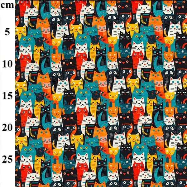 Pure Cotton Prints Childrens And Animal Prints Colourful Cats CP1016
