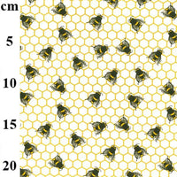 Pure Cotton Prints Childrens And Animal Prints Honeycomb Bees on White CP0837