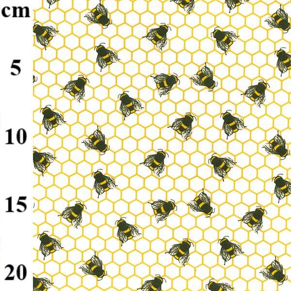 Pure Cotton Prints Childrens And Animal Prints Honeycomb Bees on White CP0837