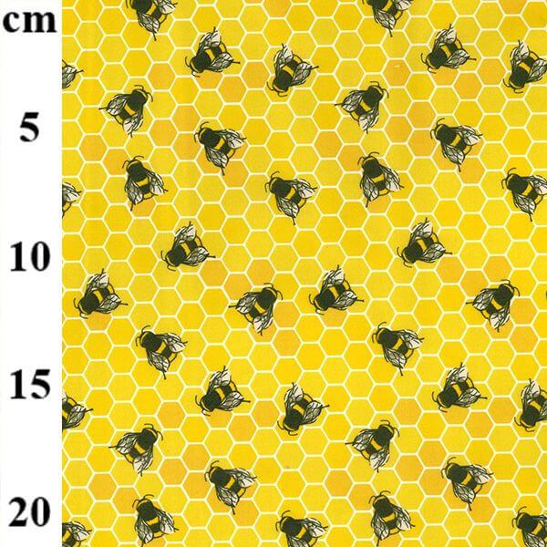 Pure Cotton Prints Childrens And Animal Prints Honeycomb Bees on Yellow CP0837